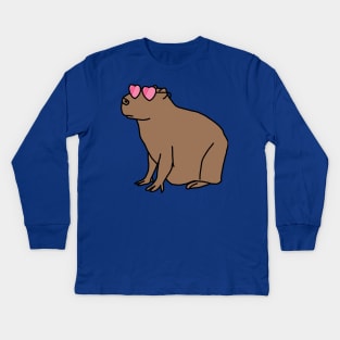 Capybara Wearing Rose Colored Glasses Kids Long Sleeve T-Shirt